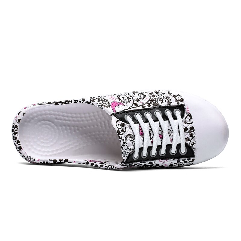 Women's Mules Flats Shoes Big Size 36-41 Summer Style Women Pink Shoes Casual Breathable Wedge Pattern Outdoor Slides Shoes