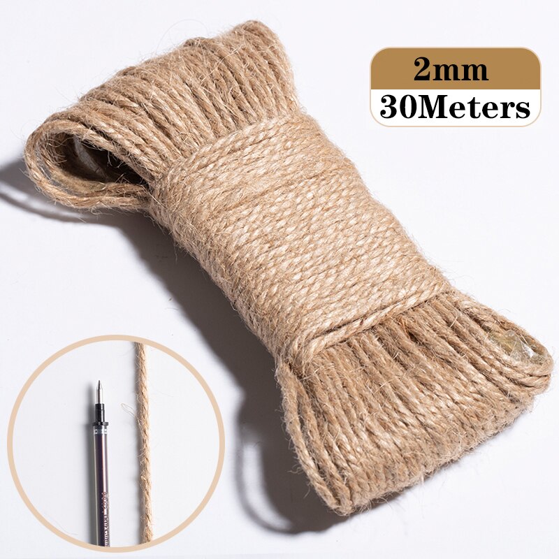 Cotton Macrame Cord Rope Twine 1/2/3/4/5/6/8/10mm DIY Macrame Rope Ribbon Crafts Twisted String Braided Handwork Home Decoration: Jute 2mm 30Meters