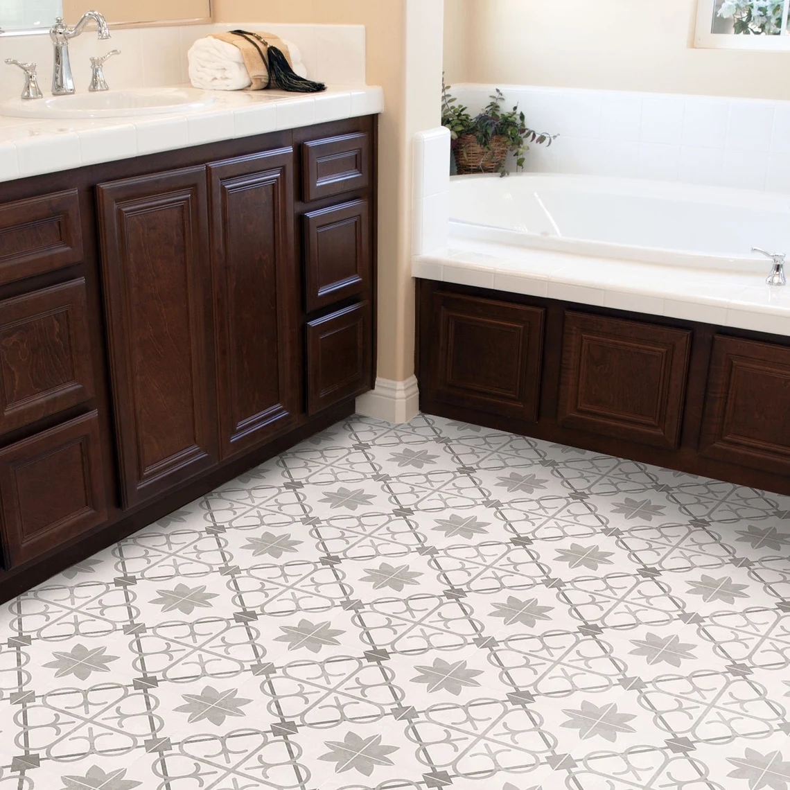 Madeira Grey Tile Decals Wall Stairs Tile Stickers Removable Kitchen Bathroom Decal peel and stick floor tile