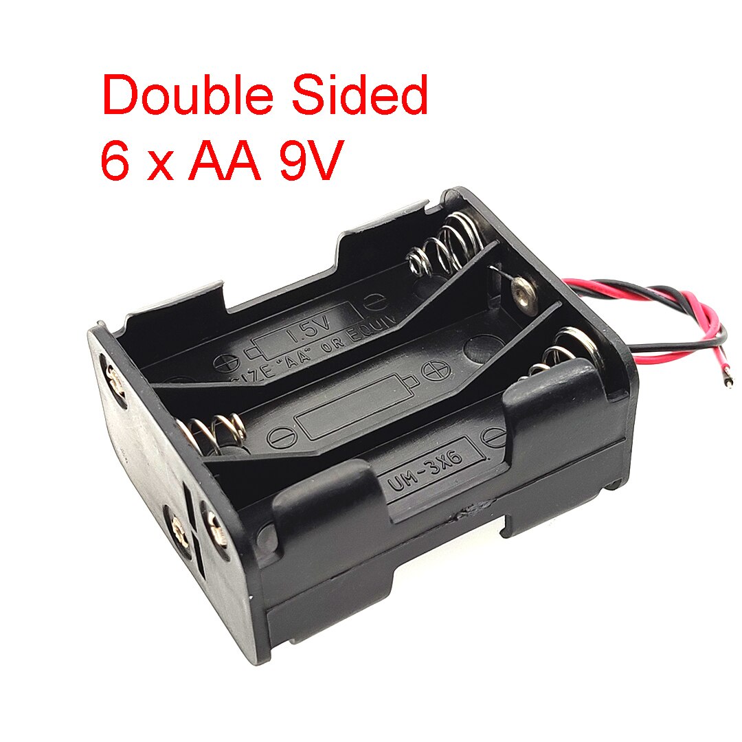 6AA 9V Batterij Opslag Houder 6X1.5V Aa Batterij Case Box Batterij Clip Slot Dubbellaags Terug aan Rug Met Kabel