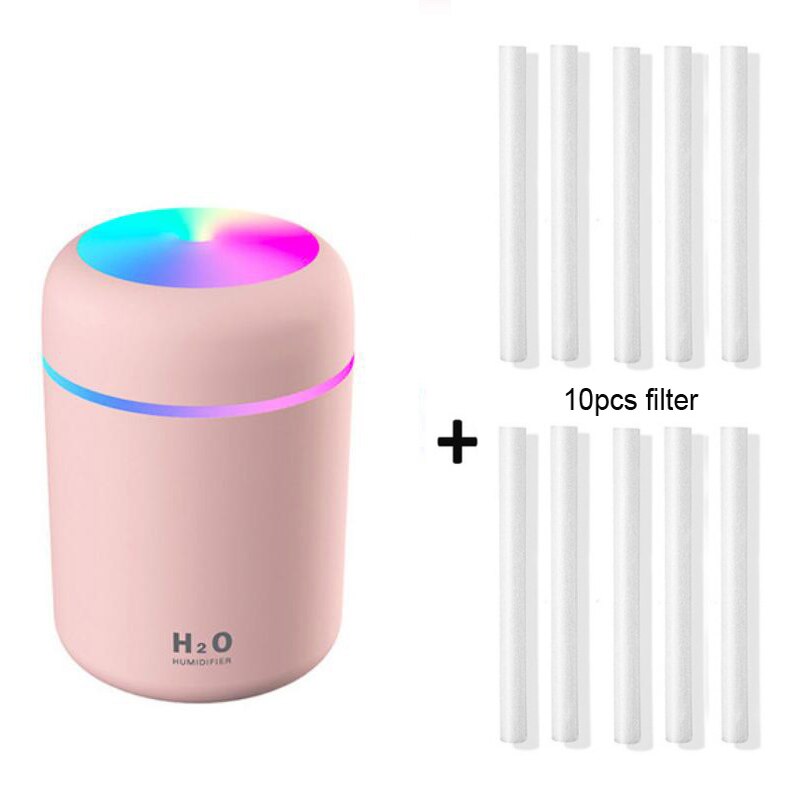 300ml Air Humidifier Led Light USB Ultrasonic Dazzle Cup Aroma Diffuser Cool Mist Maker Aromatherapy Humidificador Difusor: Iron oxide red 