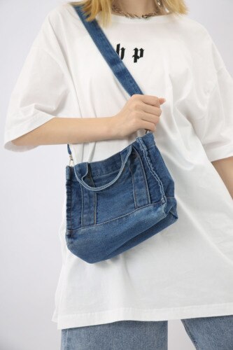 Lyxiga jeansväskor kvinnor denim kedja crossbody väskor för kvinnor kvinnors handväskor axelväskor messenger kvinnliga: Mörkblå