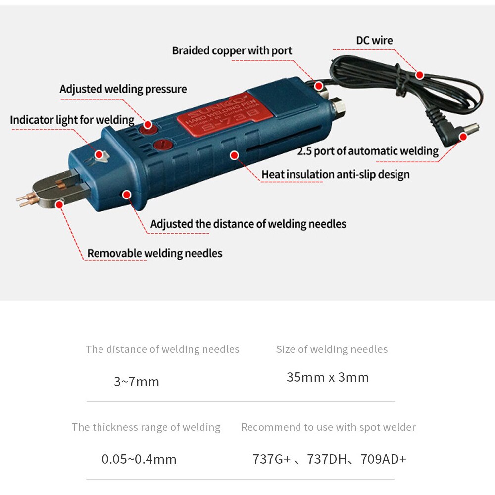 SUNKKO 73B Integrated Spot Welding Pen Automatic Trigger Switch DIY Precision Soldering Pens For 737G+ 737DH 709AD+ Spot Welding