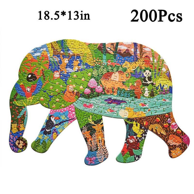 Forme animale Puzzles pour adultes baleine pingouin Triceratops Panda éléphant Lion Puzzle jouets éducatifs pour enfants plancher Puzzle: Elephant