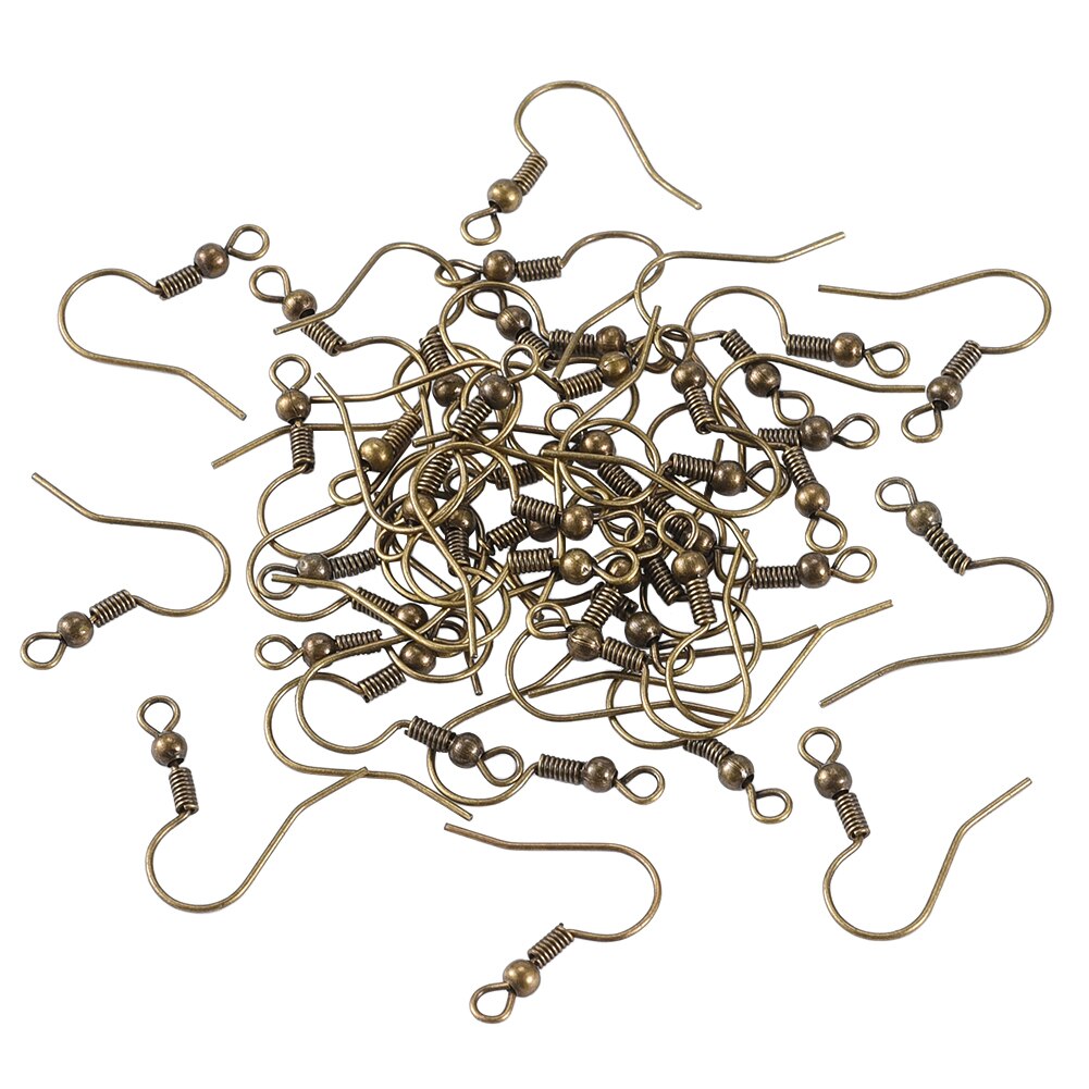 100pcs Golden/Antique Bronze Iron Ear Wires Hooks Earring Hooks Eardrop Settings Base Supplies Nickel Free for Jewelry Findings: Antique Bronze