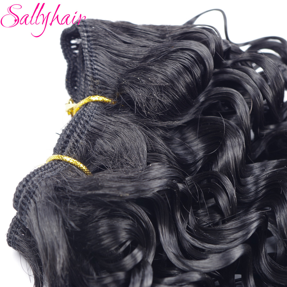 Sallyhair-extensiones de pelo rizado Afro, tejido de pelo rizado de ganchillo, Color negro, trama sintética de alta temperatura, 3 unidades por lote