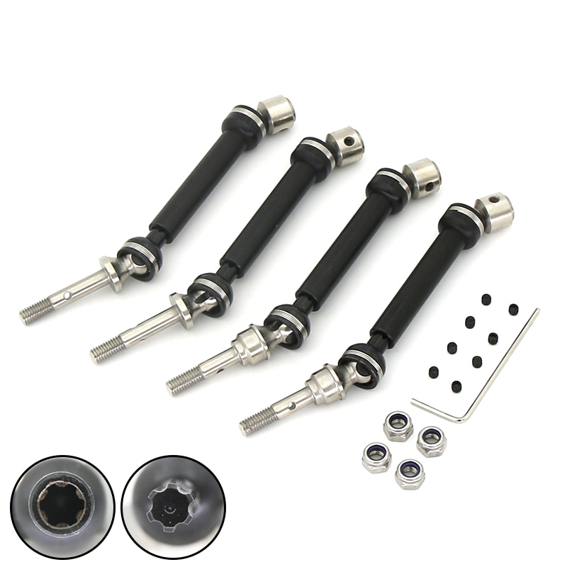 Hårdstål splines cvd sväng drivaxel axlar 115-139mm för 1/10 skala traxxas snedstreck 4 x 4 rustler vxl stampede rc crawler