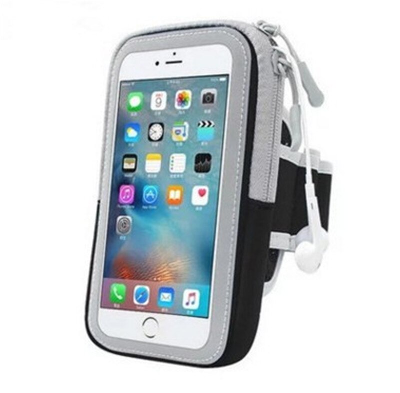 Vandtæt universel messing løbende gym sport armbånd sag mobiltelefon armbånd taskeholder til iphone smartphone på hånden: Sort