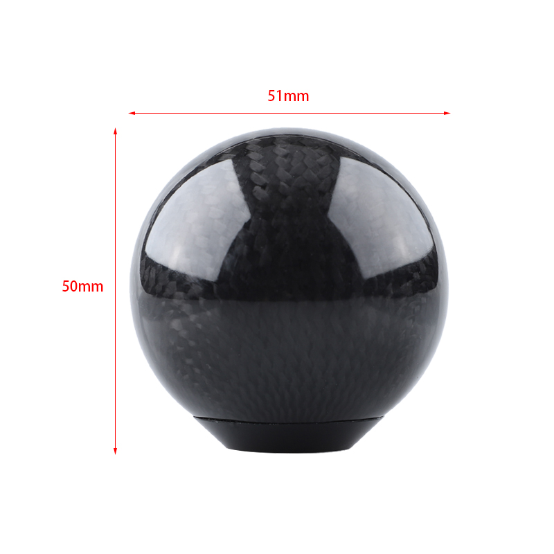 Perilla de palanca de cambios Circular Universal de fibra de carbono para coche, mango de palanca de cambios con forma de bola redonda, palanca de cabeza AT MT negra