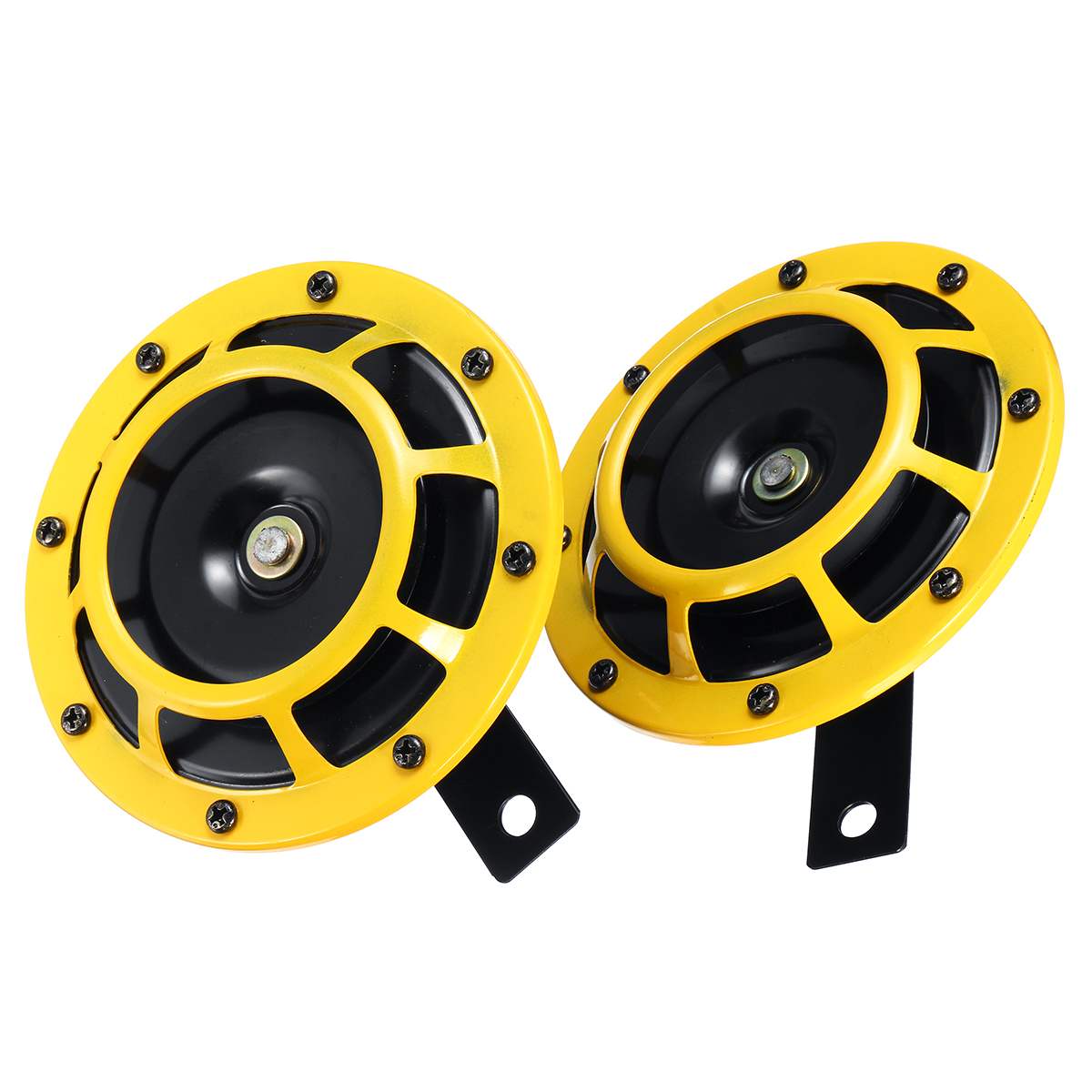 Universal Motorcycle Car Siren Dual Tone Electric Pump Loud Air Horn 12V 139db Off-road Super Loud Compact Electric Blast Tone: Yellow