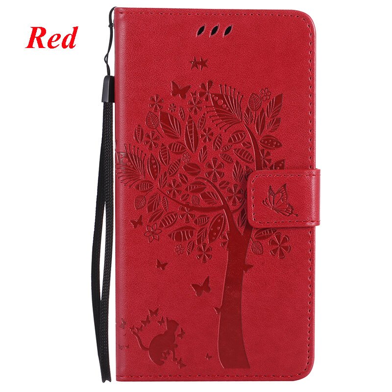 For Huawei P7 Case PU Leather Wallet Flip Stand Cover 3D Tree For Huawei P7 P7-L00 P7-L05 P7-L10 P7-L11 Phone Cases Fundas: Red