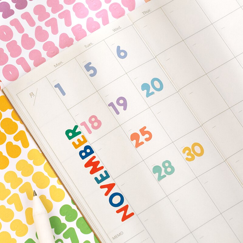2Sheets Cute Color Letter Stickers Ribbon Alphabet Sticker Kawaii Scrapbooking Photo Album Planner Decoration Korean Stationery