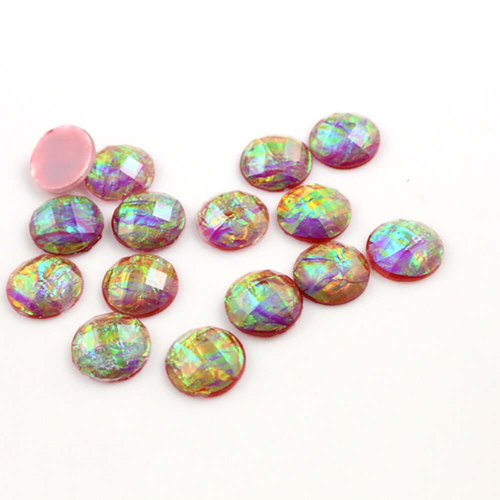 40pcs 12mm Mix Colors Tangent plane Built-in metal foil Flat back Resin Cabochons Cameo: Z5-17