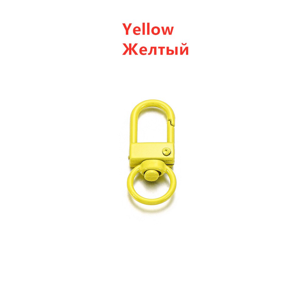 10 unids/lote de llavero colorido, cierre de mosquetón de Metal, Clips de gancho para llavero, ganchos, DIY, joyería, accesorios: Yellow