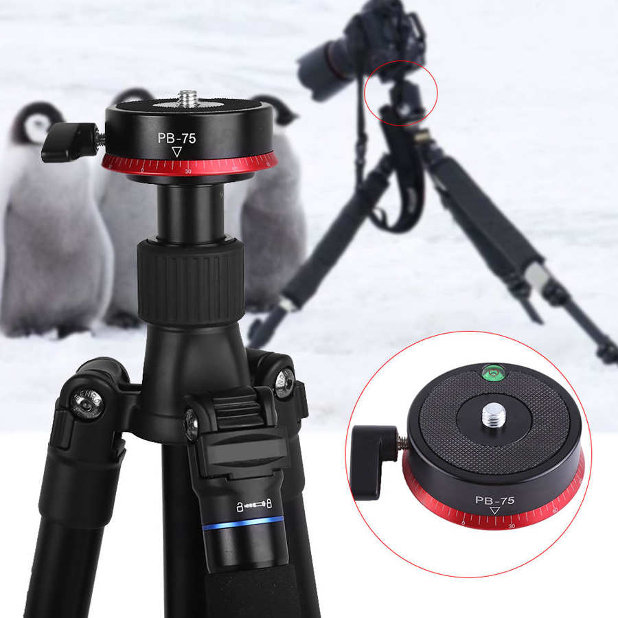 Ball Head PB 75 Aluminum Alloy Panorama Ball Tripod Head With Bubble Level and 3/8 Inch Screw tripod ball head panoramic head