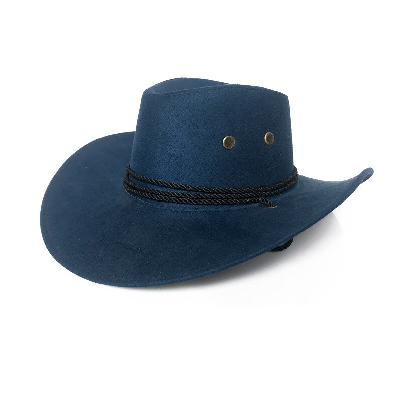 Chapeau de Cowboy ouest américain daim chapeau de soleil en plein air chapeaux d'équitation en plein air pour hommes et femmes chapeau de Cowboy de couleur unie: 6