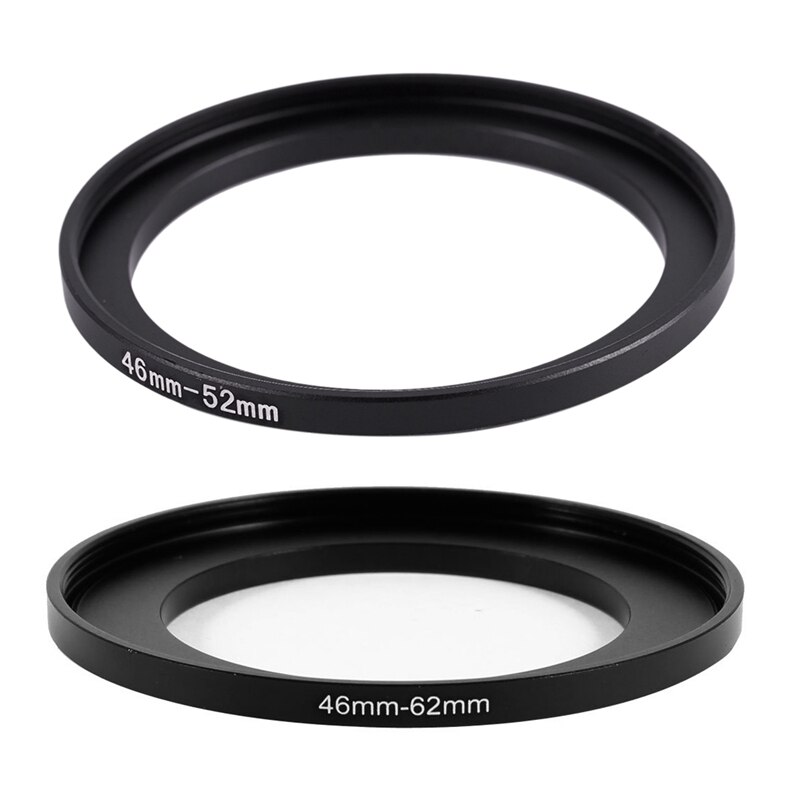 2Pcs Camera Onderdelen Lens Filter Step Up Ring Adapter Zwart-46Mm-62Mm & 46Mm-52Mm