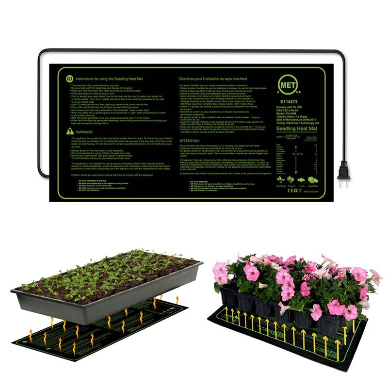Garden Seedling Heating Mat 52x24cm Waterproof Plant Growth Heating Mat Seed Germination Propagation Clone Starter Pad