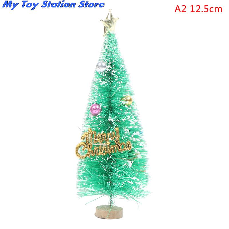 1PC 12.5cm/16cm Mini Christmas Tree Gold Green Small Pine Tree Sisal Placed In The Desktop Year Xmas Party Ornaments: A2
