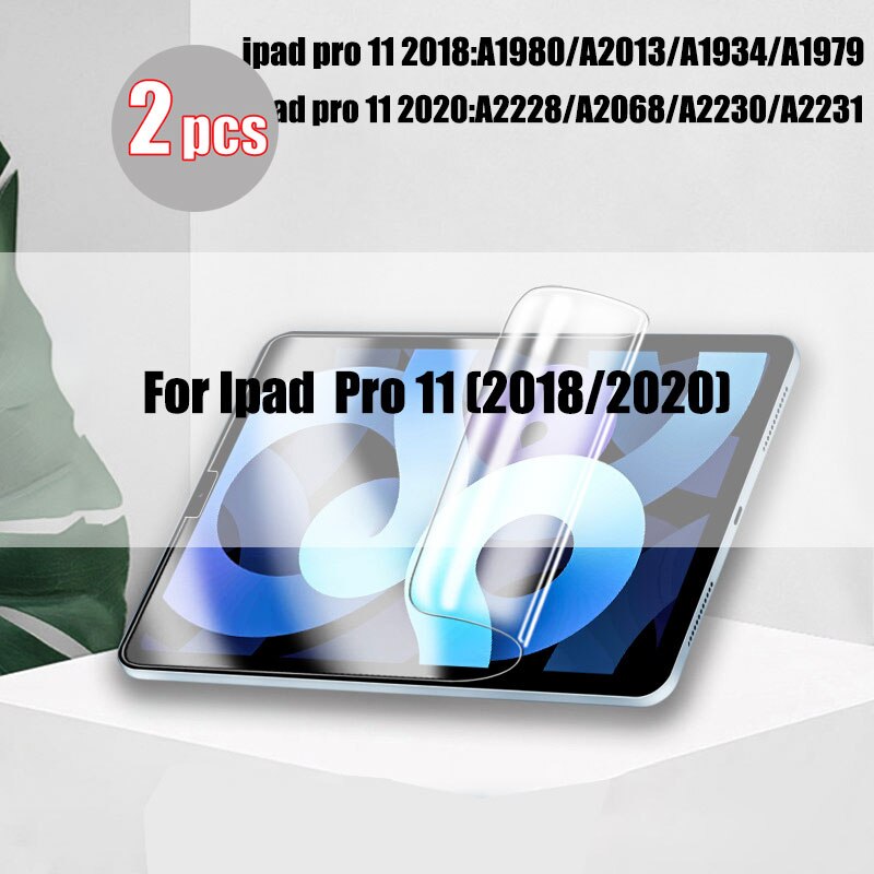 2 sztuk hydrożel Film dla Ipad Pro 11 12.9 2021 10.2 10.5 ekran Protector dla Ipad Air Mini 6 5 4 2 3 9 8th 7th Gen 2020 bez szkła: For ipad Pro 11