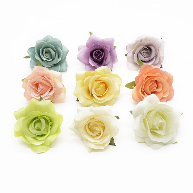 6pcs 7cm Artificial rose heads for Home decoration accessories Flower arrangement Diy Headwear Indoor furnishings Wedding brooch