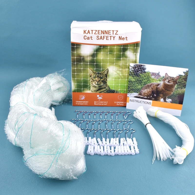 Valla de protección de seguridad para gatos, cerca de red anticaída para mascotas, protección de nailon para perros y gatos, malla transparente, valla protectora para balcón de nailon