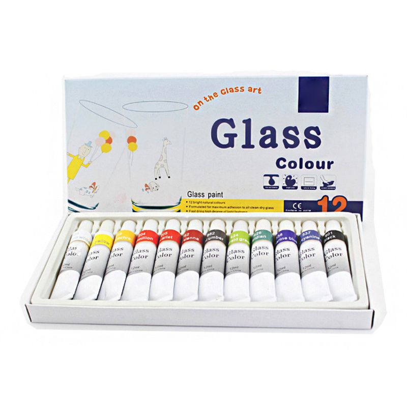 12Ml 12 Kleur Glas Verf Acryl Handgeschilderde Pigmenten Tekening Buizen Art Supply N1HD