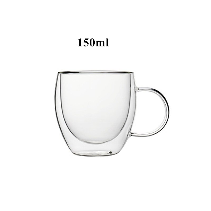 Double Wall Coffee Mugs Transparent Mugs Drinking Heat-resistant Glass Tea Beer Cup Drinkware Milk: A 150ml