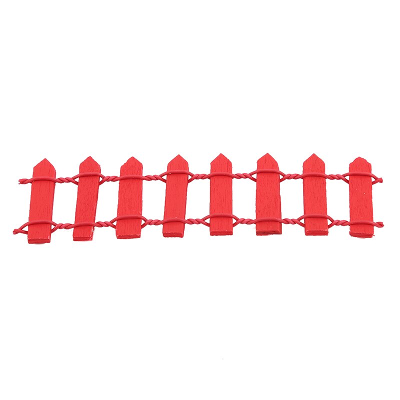 Miniature Wooden Fence DIY Fairy Garden Micro Landscape Small Ornaments Succulent Wooden Fence Garden Decoration: red