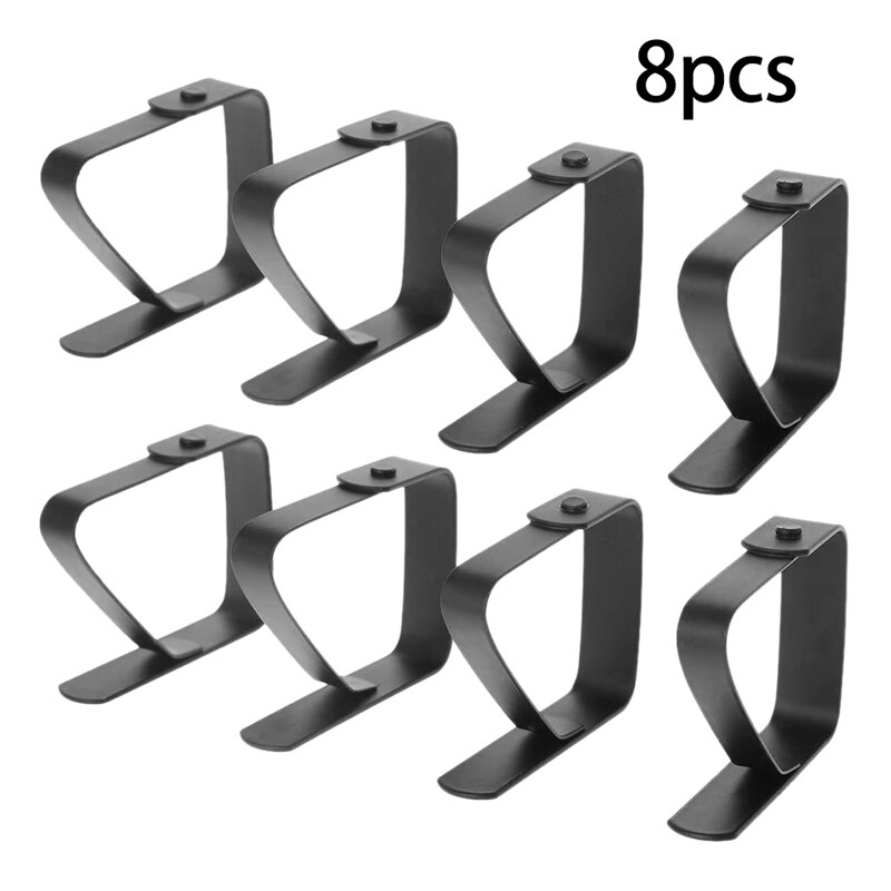 Lot de 8 pinces à nappe en acier inoxydable, support pour nappe de pique-nique noir réglable et antidérapant