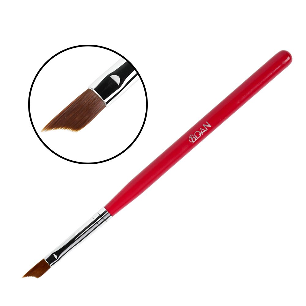 Bqan 1Pc #6 Nail Franse Borstel Uv Gel Nail Schilderij Tekening Polijsten Franse Tips Half Moon Manicure pen: Red
