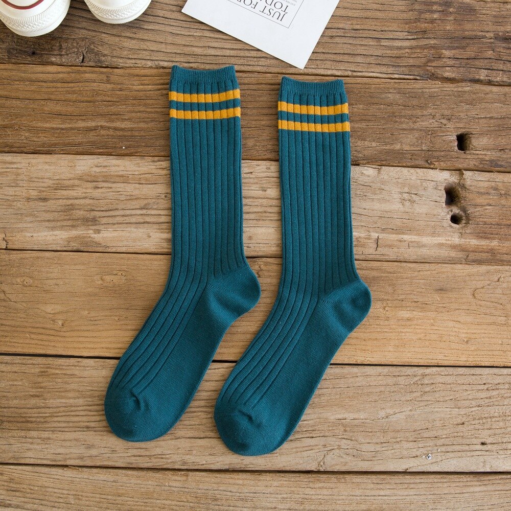 Giapponese Stile Semplice Carino Calzini E Calzettoni Donna di sport del Cotone Mucchio Calzini E Calzettoni Confortevole e Traspirante Strisce Verticali Calcetine Mujer 0503: 06