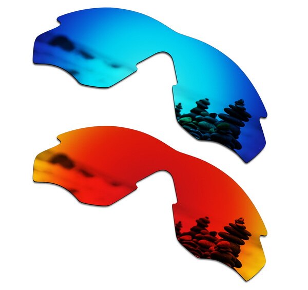 Smartvlt 2 st polariserade solglasögon ersättningslinser för oakley  m2 isblå och eldröd: Default Title