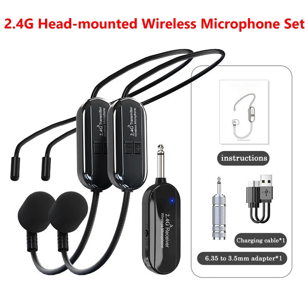 Microfonos inalámbricos de 2,4G para la cabeza, altavoz para profesores de abejas pequeñas, amplificadores de Audio, condensador, auriculares, enseñanza omnidireccional DSP: Gris