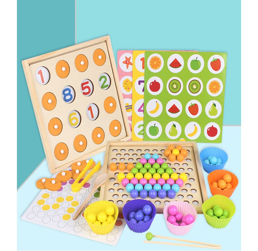 Bambini gioco di pesca di legno a dovuto-in-uno per bambini prima educazione insegnamento aiuti clip di perline concentrazione di formazione 1 istruzione: 2