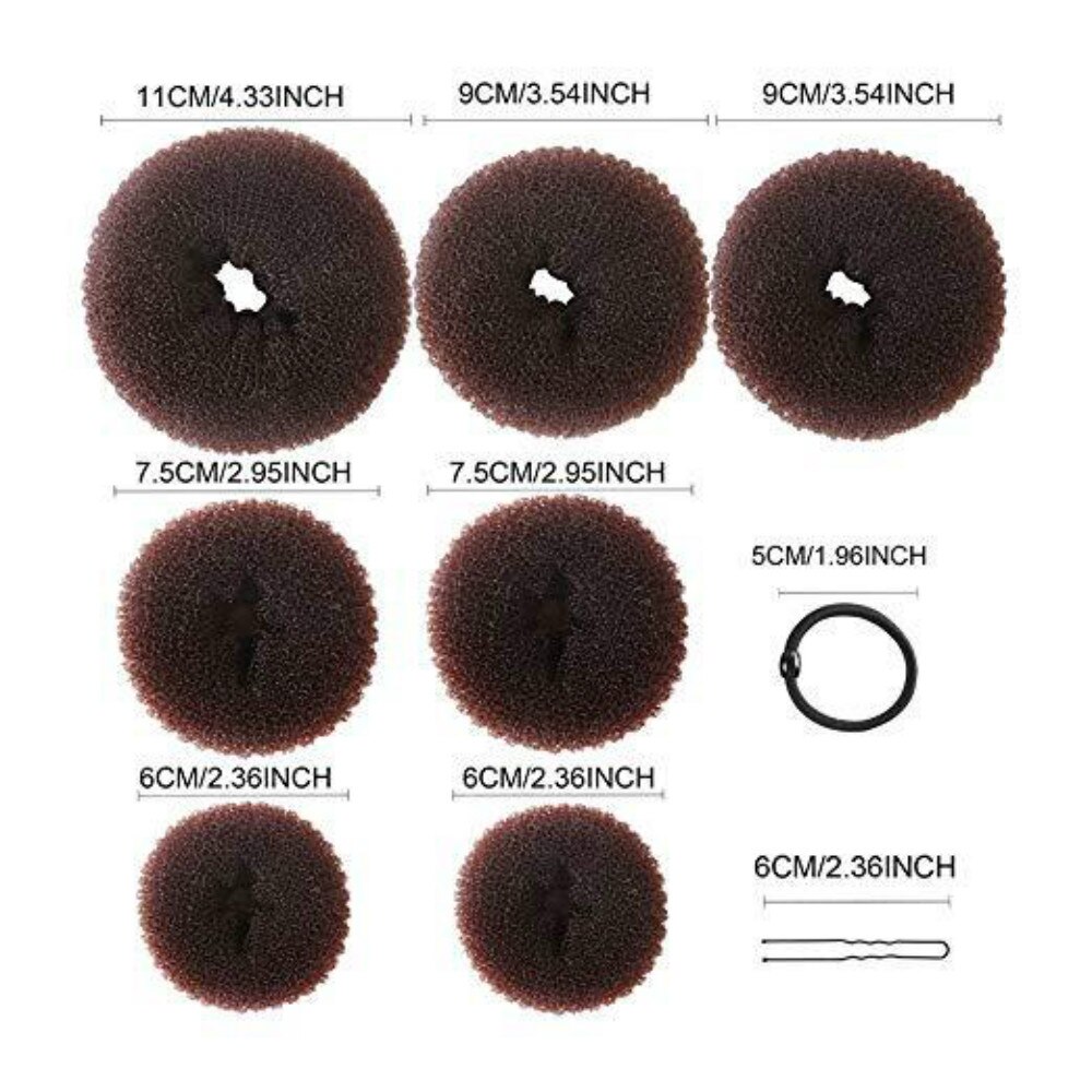 Máquina para hacer moños y rosquillas, juego de 5 bandas elásticas para el cabello, herramientas de estilismo para el cabello, 7 Uds.