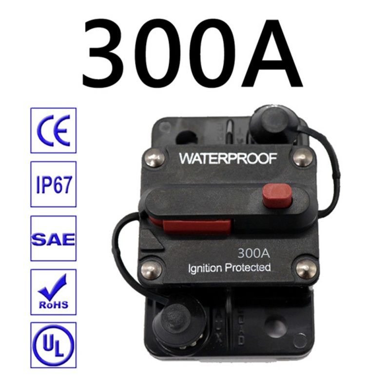 30A 40A 50A 60A 70A 80A 100A 120A 150A 200A 250A 300A amperios interruptor de circuito, fusible de reinicio 12-48V DC, coche Barco, Auto impermeable,: 300A