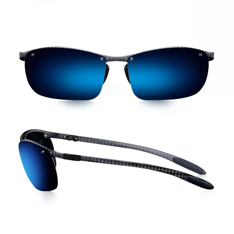 Dropshipping occhiali da suola in fibra di carbonio completi UV400 occhiali da suola sportivi polarizzati ciclismo guida pesca antiriflesso Gafas De Sol: Ciano