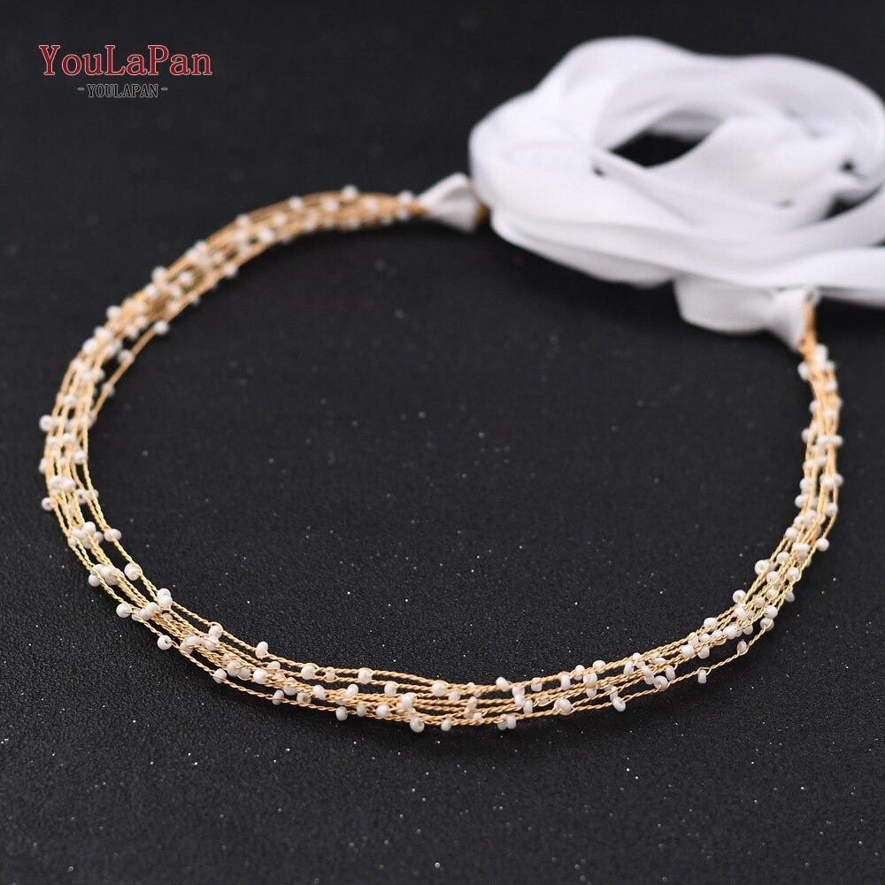 TOPQUEEN, SH28-G, cinturones de novia dorados, faja con cuentas para boda, vestido de , accesorios de boda, cinturón delgado para mujer,