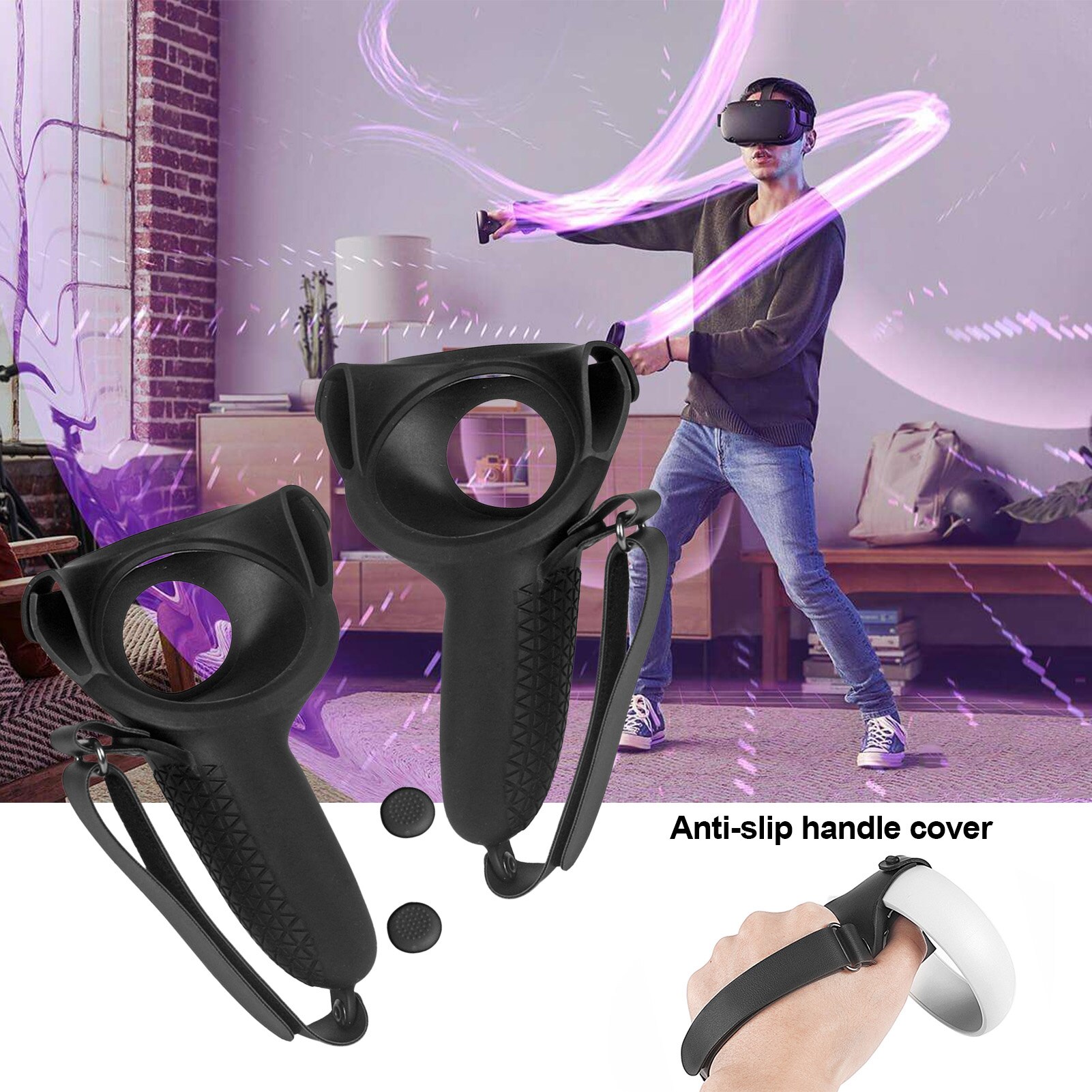 VR Accessories Protective Cover For Oculus Quest 2 VR Touch Controller Case With Knuckle Strap Handle Grip For Oculus Quest 2