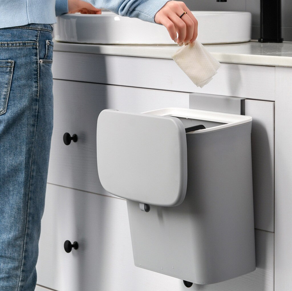 Kitchen Wall Mounted No Cover Trash Kitchen Garbage Bin Toilet Living Room Hanging Storage Waste Storage Bucke#g30