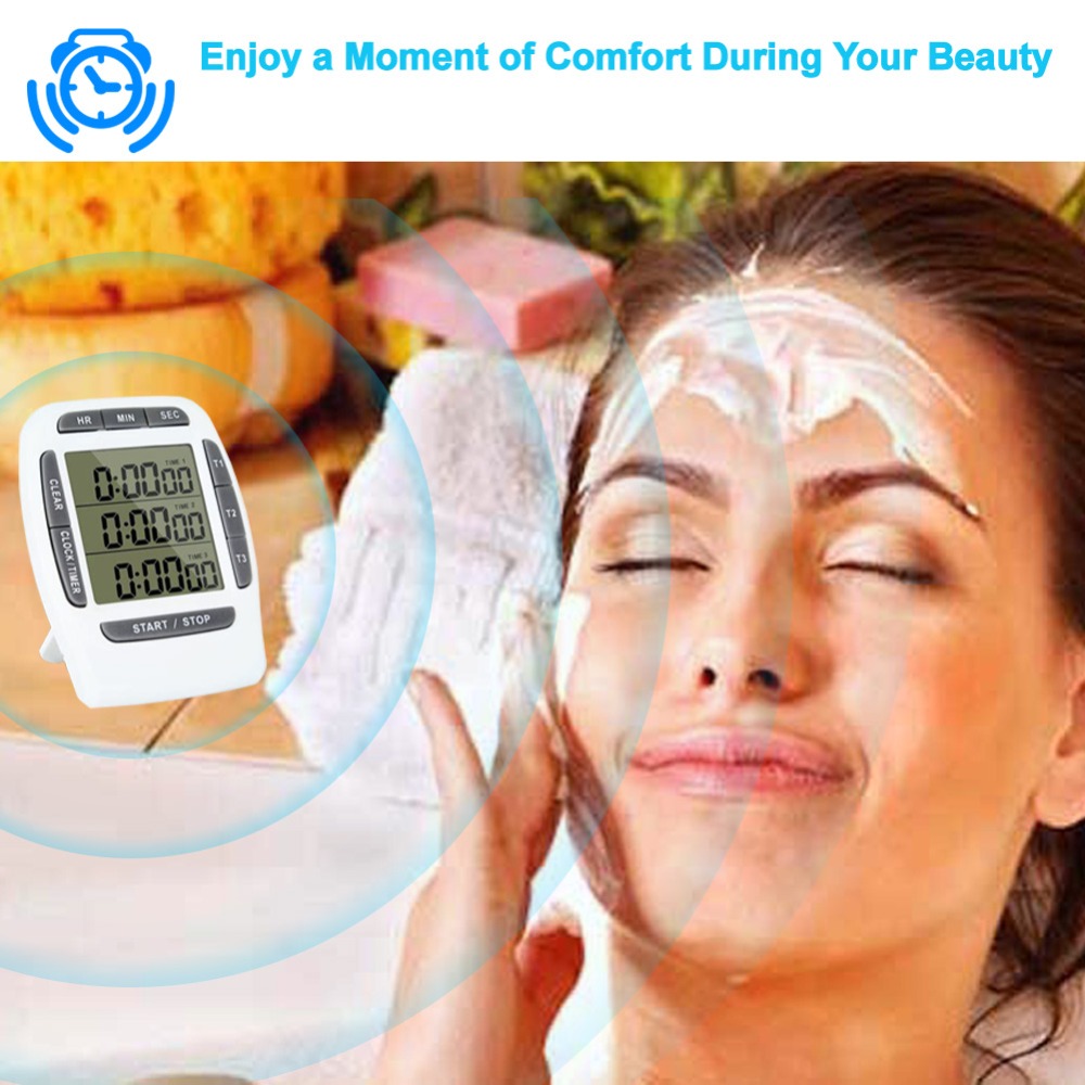 Multi-function Digital LCD Timer Three-Channel Display Kitchen Timer Alarm Clock Electronic Countdown Timer
