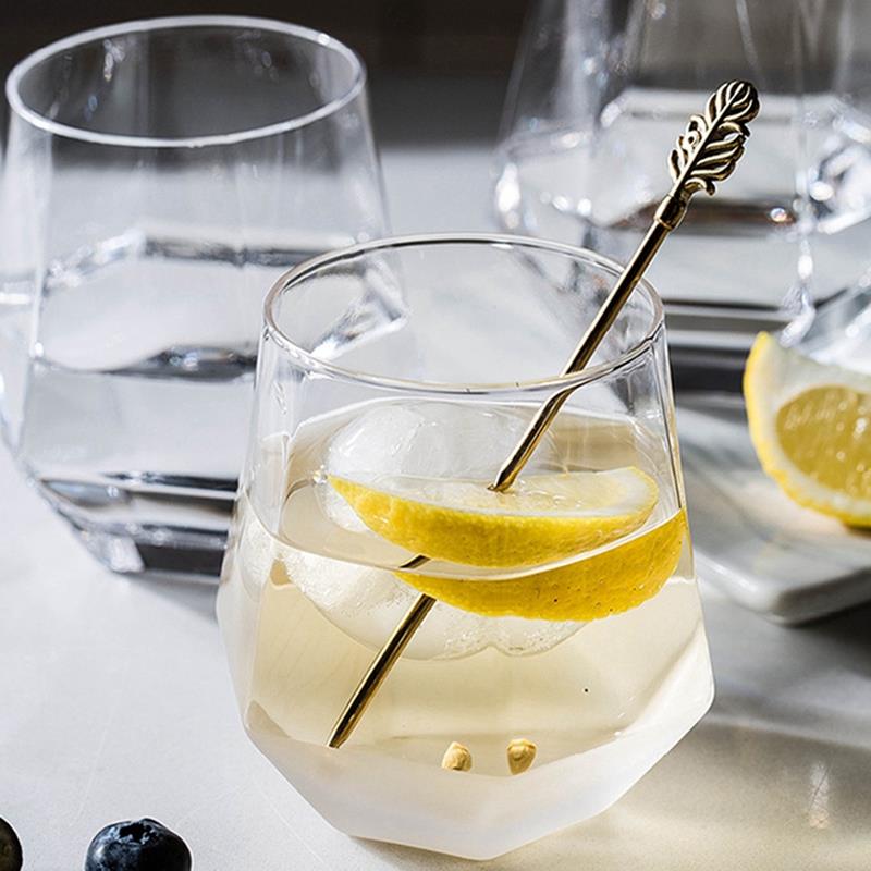 justdolife Whiskey Glass Flat Bottom Rock Glass Hexagon Drinking Glass Whiskey Wine Vodka Bar Club Beer Wine Glass