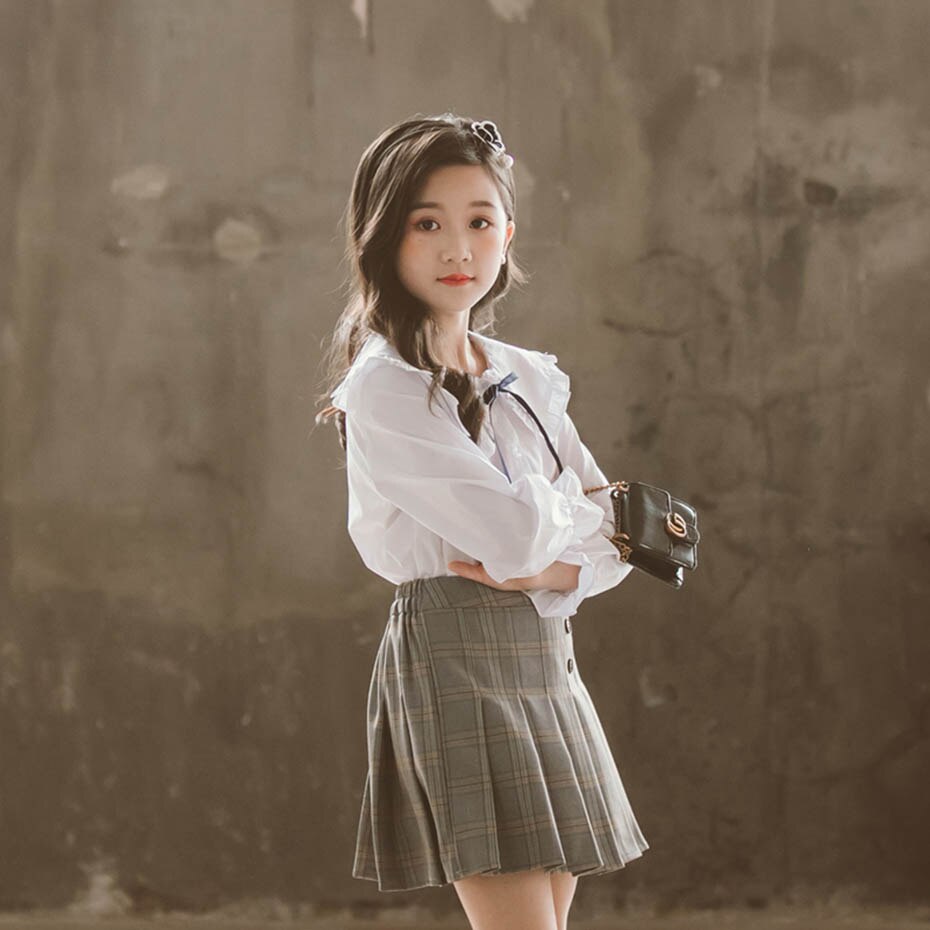 Blouses For Girls White Blouses For Girl Long Sleeve Children's Shirts For Girl Teenage Clothes For School For Girl 6 8 10 12 14