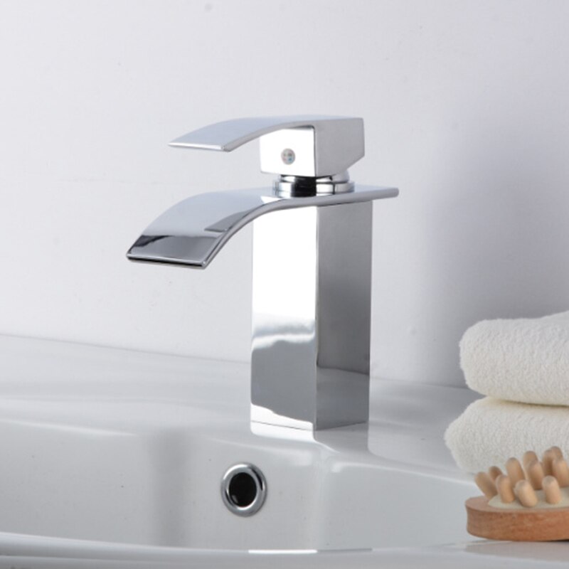 Silver Faucet Stainless Steel Paint Faucet Bathroom Basin Faucets Cold Mixer Tap Single Hole Waterfall: Default Title