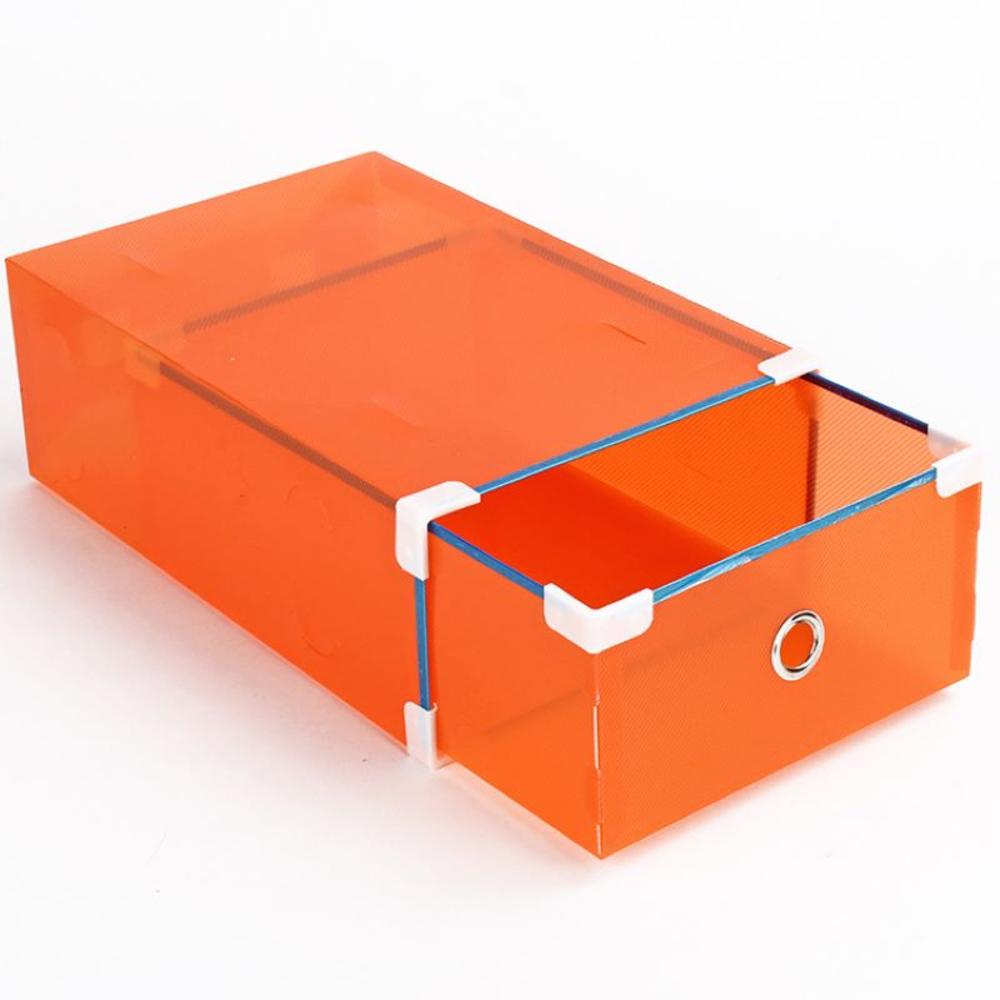 Foldable Plastic Storage Box Thicken Crate Clothes Shoes Drawers Clear Storage Drawer Organizer For Home Save Space Accessories: Orange