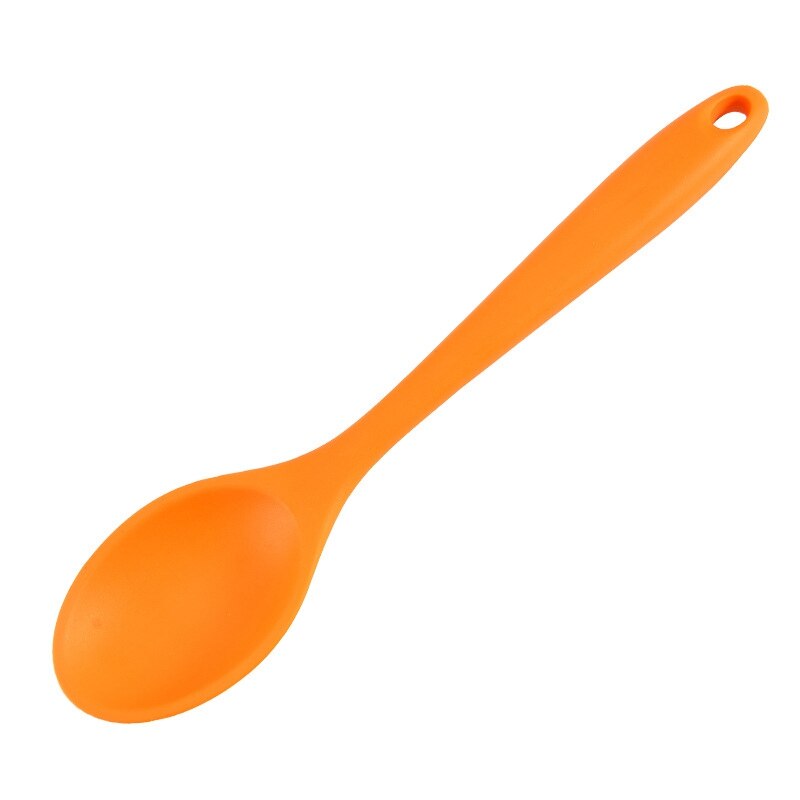 Large Silicone Spoon Home Use Long Handle Spoon High Grade Mixing Ladle Cooking Kitchen Soup Spoons Tableware Kitchen Dining Bar: Orange