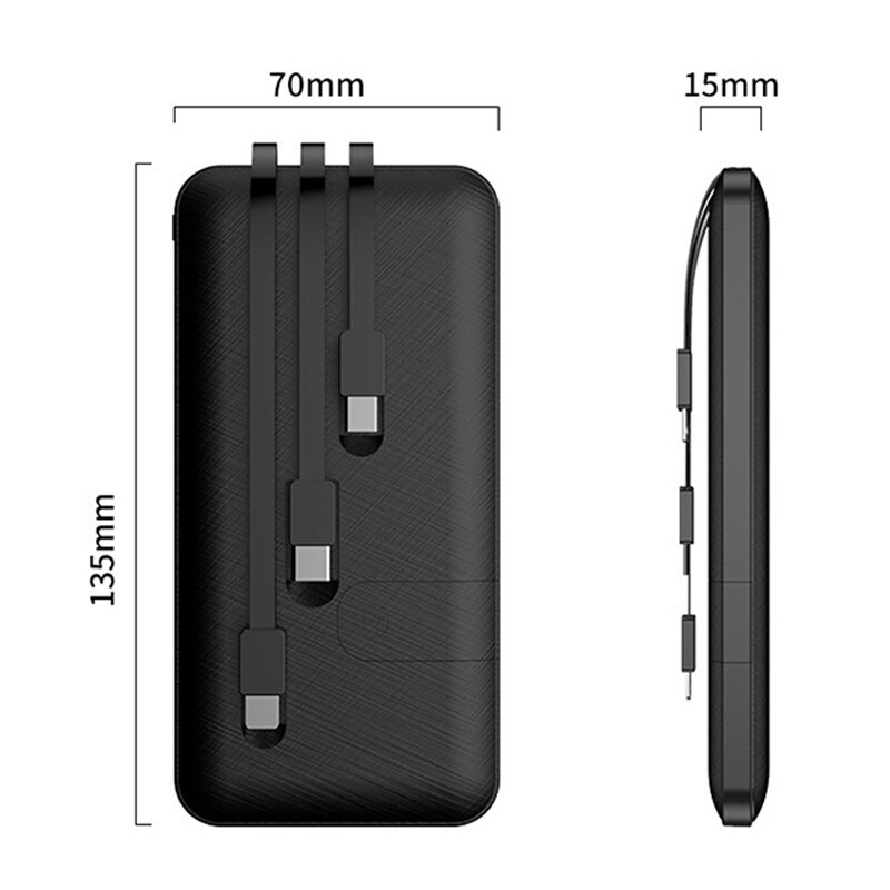 50000- mah-powerbank für schnelles aufladen, -in 4 integrierte ladekabel mit handyhalterung, tragbarer externer akku
