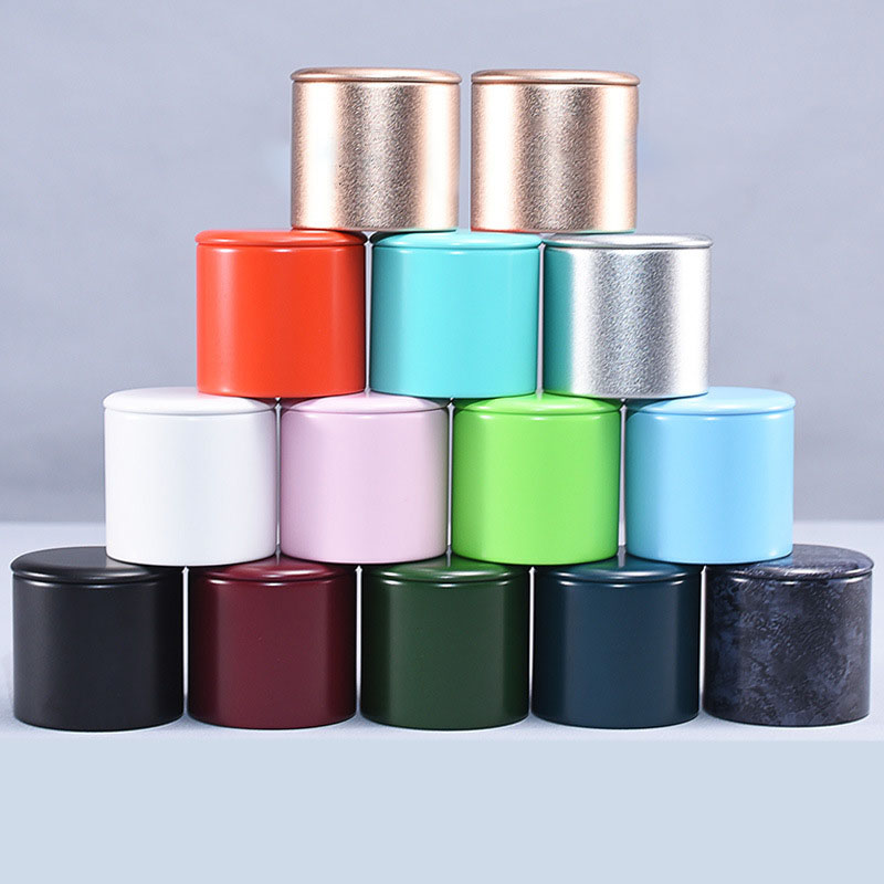 Small Metal Sealed Tea Box Caddy Round Tinplate Portable Travel Universal Tea Container Tea Coffee Spices Sugar Storage Jars