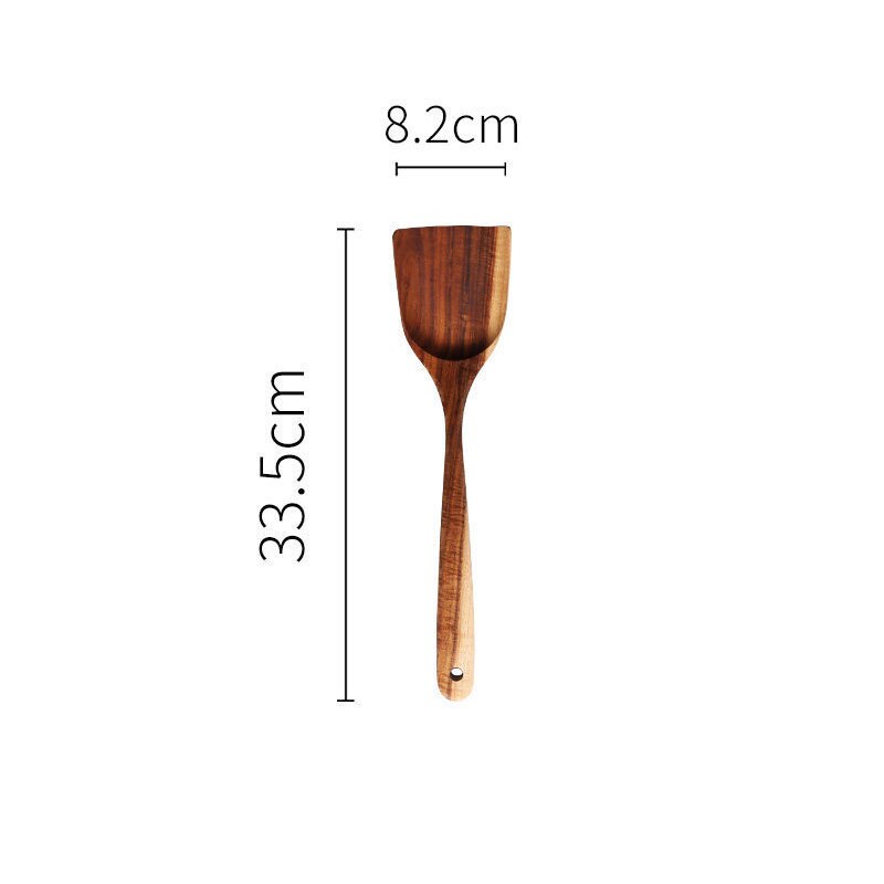 Teak Houten Keukengerei Set - 7 Stks Houten Kookgerei Inclusief Spatel
